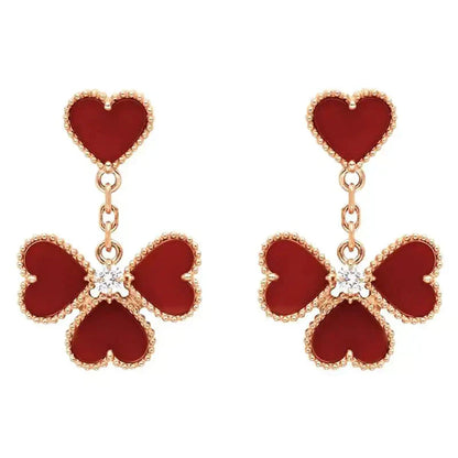 [AuraEcho Jewelry]SWEET CLOVER CARNELIAN EARRINGS