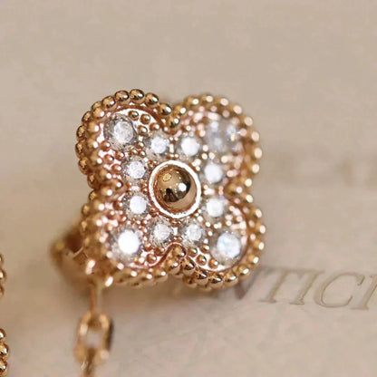 [AuraEcho Jewelry]CLOVER MEDIUM 1 MOTIFS FUll DIAMOND EARRINGS