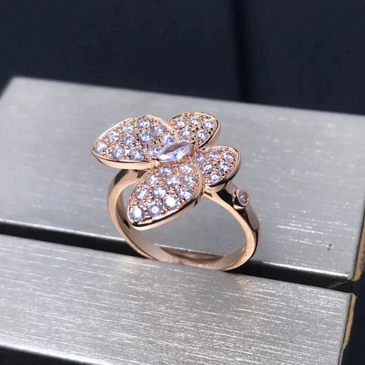 [AuraEcho Jewelry]BUTTERFLY PINK GOLD DIAMOND RING