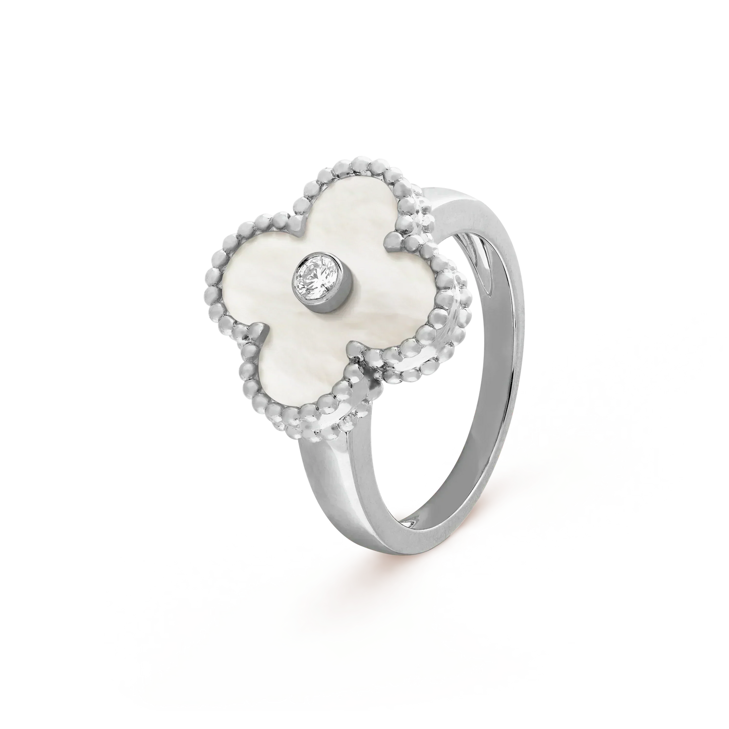 [AuraEcho Jewelry]CLOVER SILVER MOP DIAMOND RING