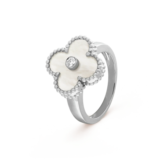 [AuraEcho Jewelry]CLOVER SILVER MOP DIAMOND RING