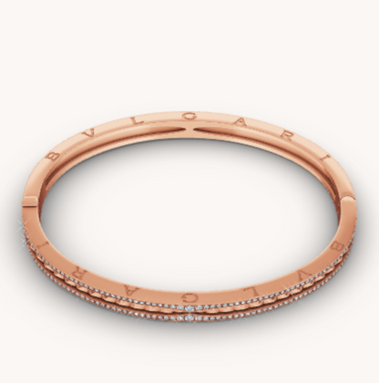 [AuraEcho Jewelry]ZERO 1 SPIRAL AND PAVED DIAMOND PINK GOLD BRACELET