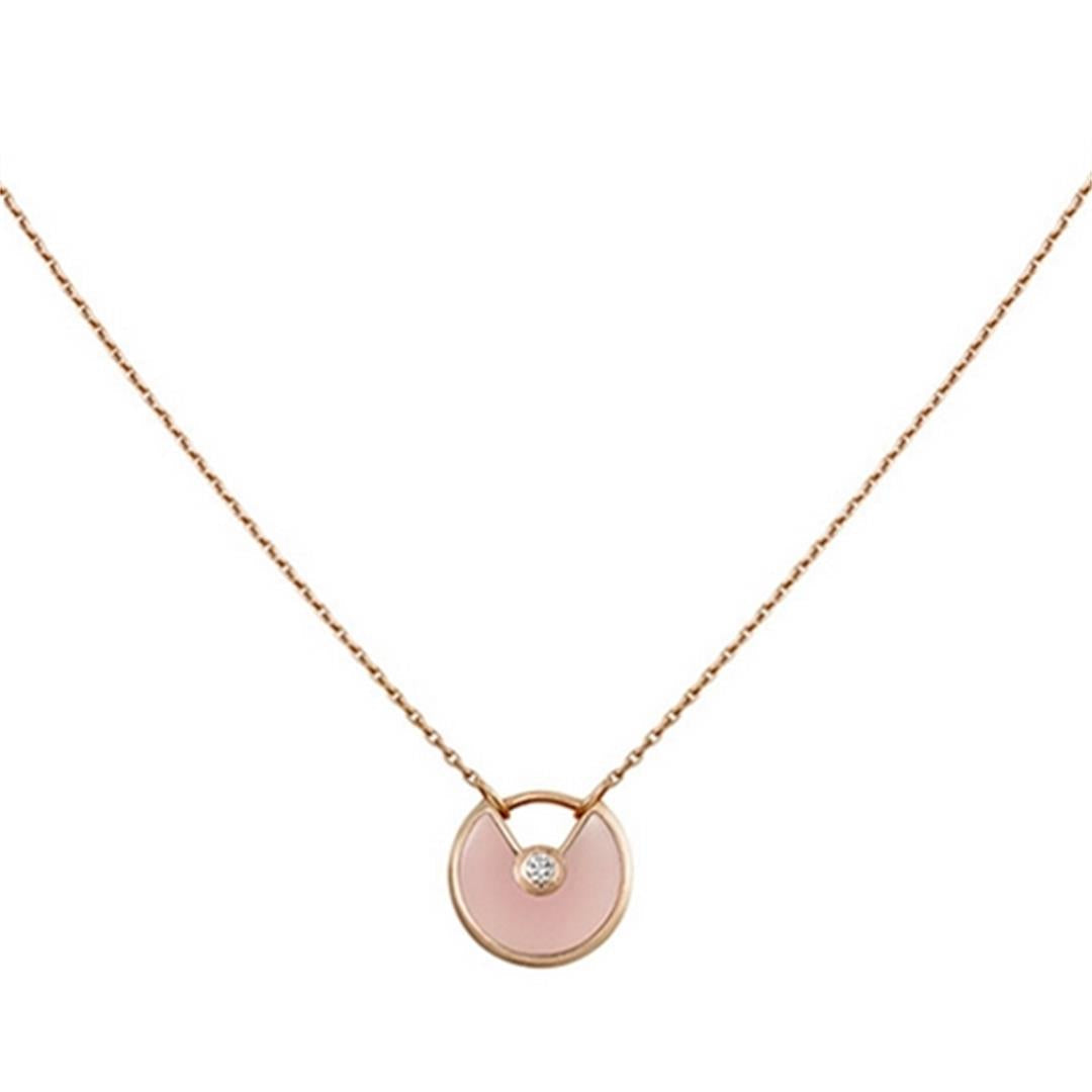 [AuraEcho Jewelry]AMULETTE ROSE GOLD PINK MOP NECKLACE
