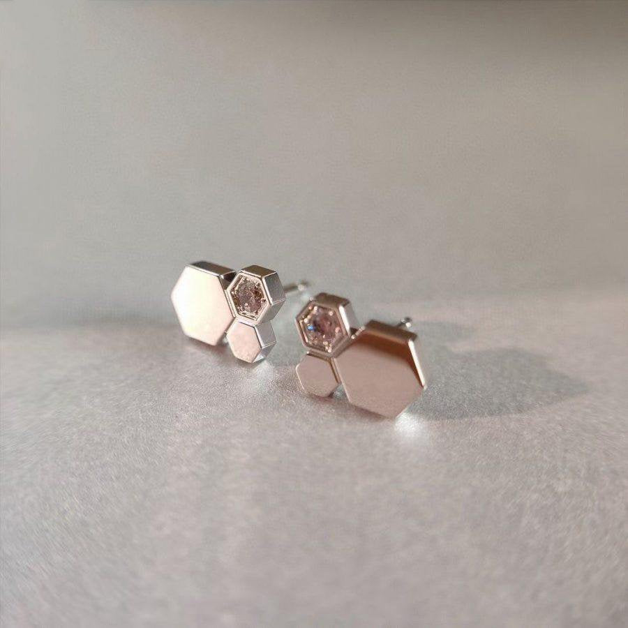 [AuraEcho Jewelry]BEE LOVE SILVER DIAMOND EARRINGS