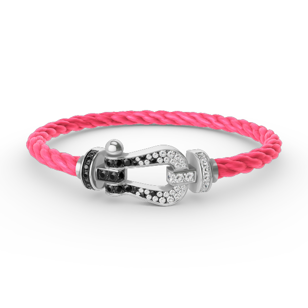 [AuraEcho Jewelry]FORCE LARGE HORSESHOE BLACK WHITE DIAMOND BRACELET SILVER