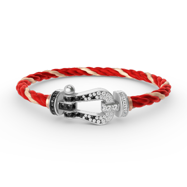 [AuraEcho Jewelry]FORCE LARGE HORSESHOE BLACK WHITE DIAMOND BRACELET SILVER