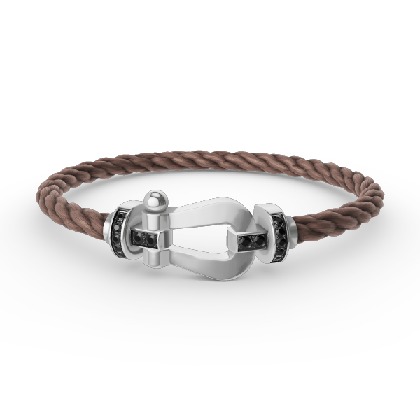 [AuraEcho Jewelry]FORCE LARGE HORSESHOE BLACK DIAMOND BRACELET SILVER