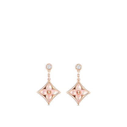 [AuraEcho Jewelry]DOUBLE STAR PINK GOLD MOP DROP EARRINGS