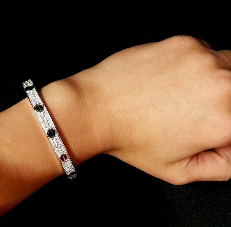 [AuraEcho Jewelry]LOVE BRACELET 6.1MM DIAMOND-PAVED CERAMIC