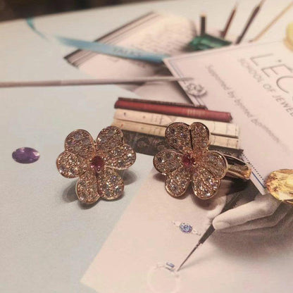 [AuraEcho Jewelry]FRIVOLE PINK GOLD FLOWER DIAMOND EARRINGS