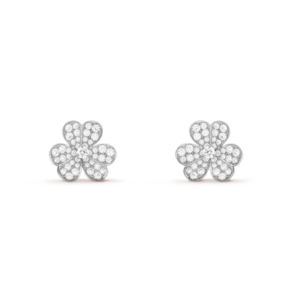 [AuraEcho Jewelry]FRIVOLE SILVER FLOWER DIAMOND EARRINGS