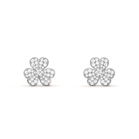 [AuraEcho Jewelry]FRIVOLE SILVER FLOWER DIAMOND EARRINGS